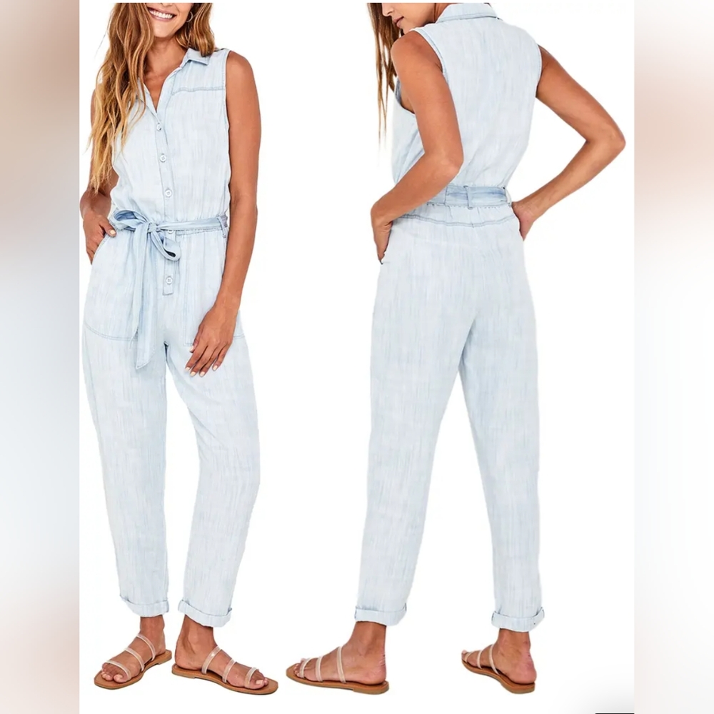 BELLA Dahl Sleeveless Belted Jumpsuit In Desert Sky Wash Size XS = Size 4 NWT